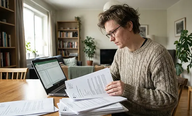 Driver reviewing SR-22 insurance policy requirements at home